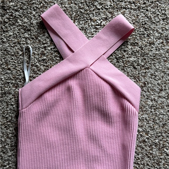 BABATON Aritzia Sculpt Knit Criss Cross Dress Ribbed Halter Dress Pink Size XXS - Picture 5 of 14